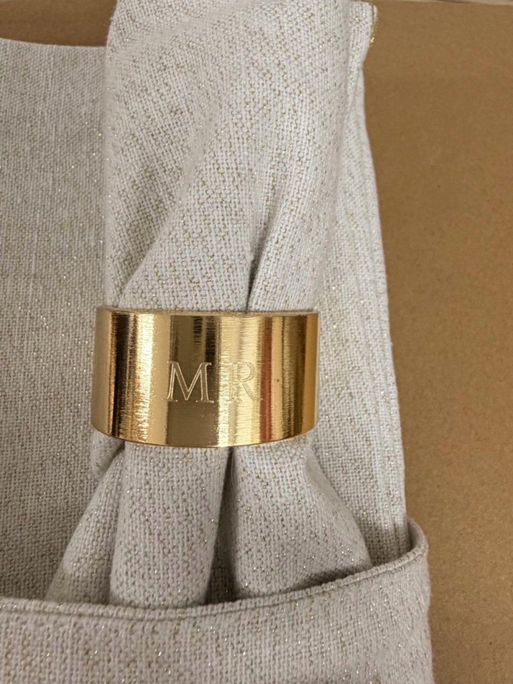 Gold Monogram Napkin Ring - MR and MRS